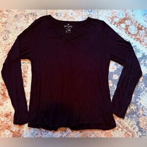 American Eagle Outfitters Soft & Sexy Black Long Sleeve Blouse